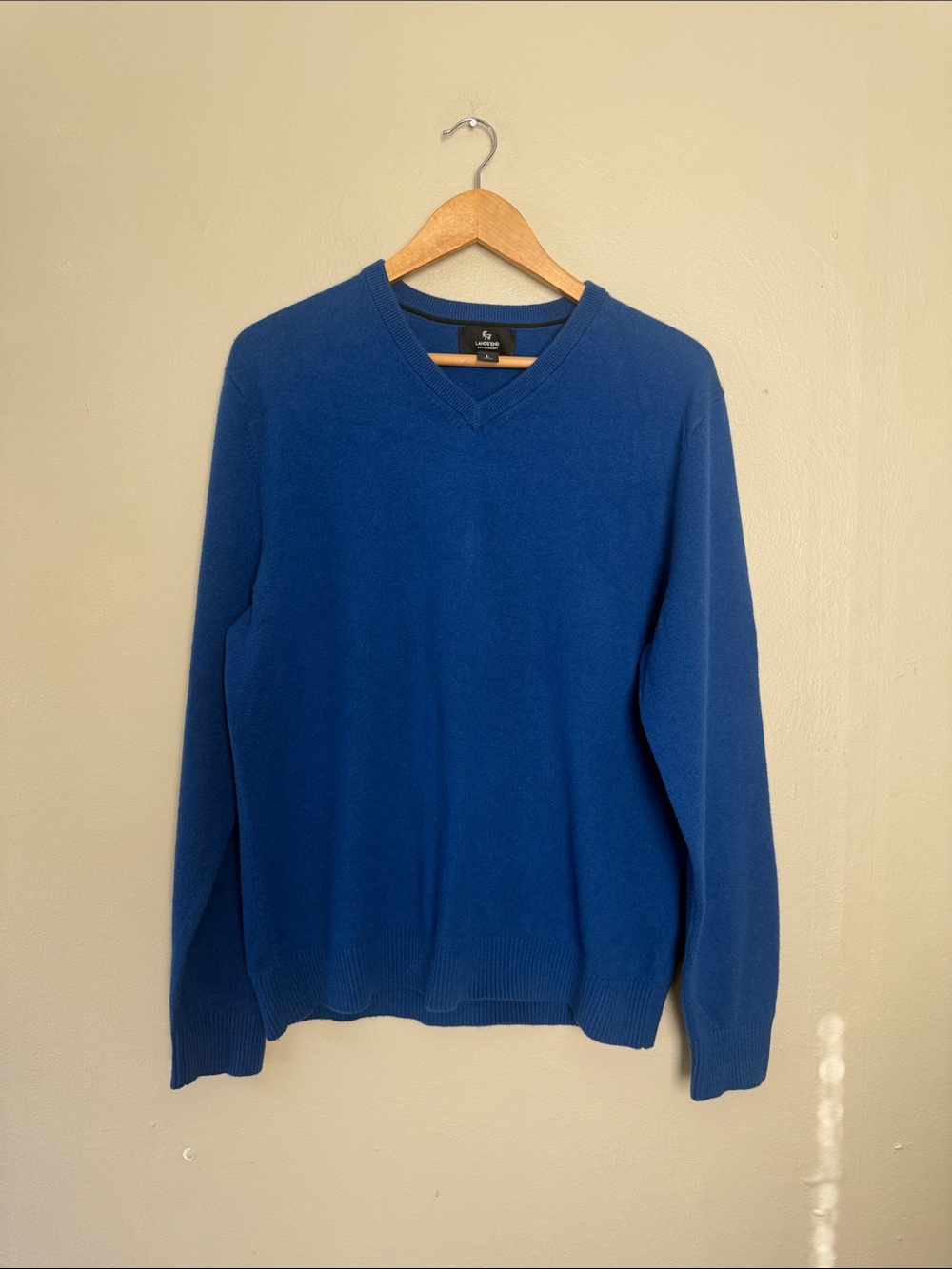 Lands End Men's V-Neck Sweater in Royal Blue large